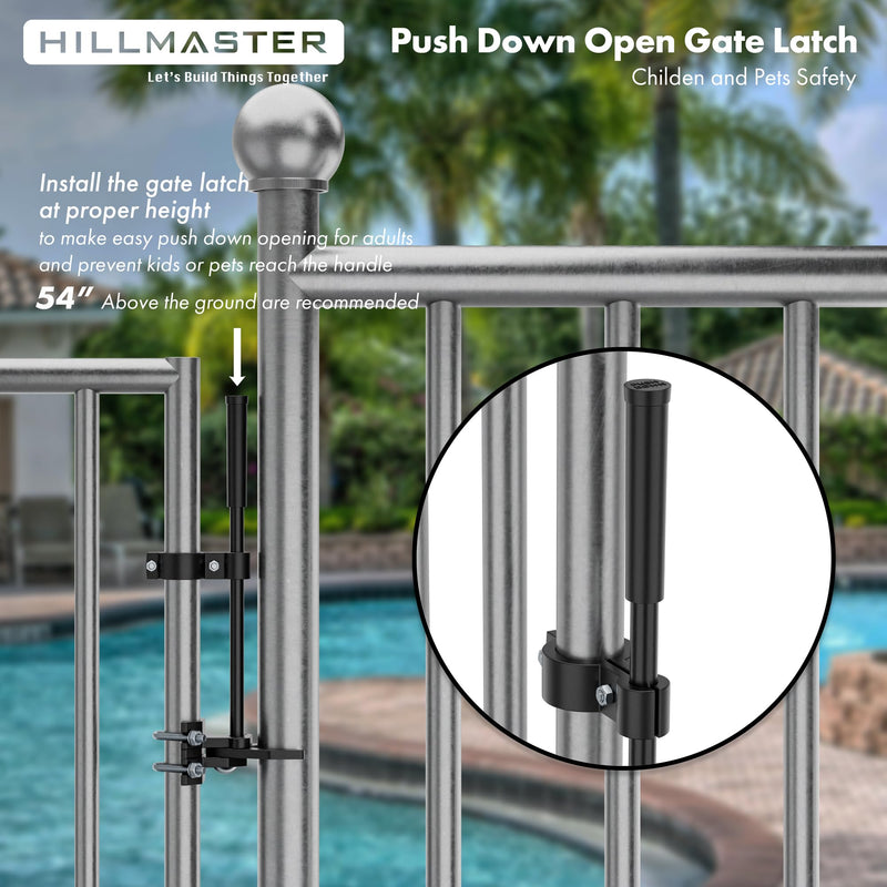 Auto Pool Gate Latch,Chain Link Child Safety Pool Latch for Chain Link 1-3/8" Gate Frames and 2-3/8" Gate Posts,Push Style Pool Latch for Outdoor Fence Self-Latching Pool Latch with Spring Closer 1-3/8"x2-3/8"