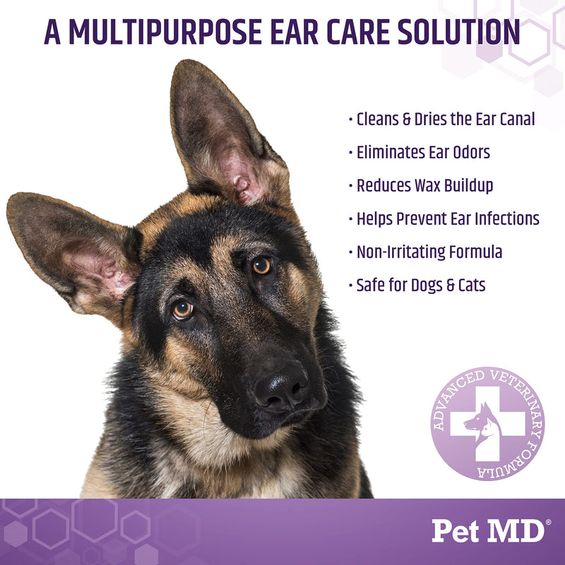 Pet MD Veterinary Tris Flush Cat & Dog Ear Cleaner - Dog Ear Flush and Infection Treatment with Ketoconazole - 12 oz - PawsPlanet Australia
