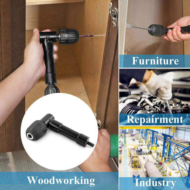 Cordless Right Angle Drill Adapter, 90 Degree Adapter Drill 8mm Hex Shank Power Tool Attachment (Chuck Range: 0.8mm-10mm)