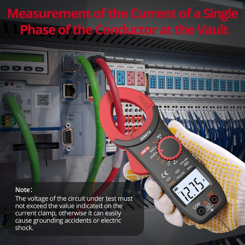 BINTA Digital Clamp Meter, 2000 Counts 600A AC Multimeter with NCV, TRMS Auto Range, 600V AC/DC Amp Voltage Tester with Ohm Measures, Capacitance Resistance Diodes, Non-Contact Voltage Detection