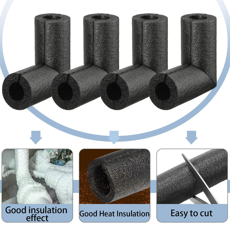 Frienda 8 Pack Pipe Insulation Foam Tube Elbow Insulation Tubing Elbows Water Freeze Protection Heat Preservation Foam Tube for Tubing Outdoor Water Pipe Insulation Water Pipe Protection (1 Inch) 1 Inch