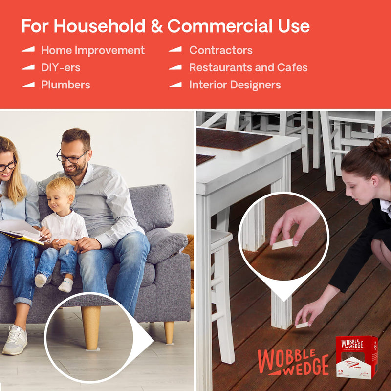 Wobble Wedges Flexible Plastic Shims, 30 Pack - MADE IN USA - Multi-Purpose Shim Wedges for Home Improvement & Work - Plastic Wedge, Table Shims for Leveling, Toilet Shims & Furniture Levelers - Clear - NewNest Australia