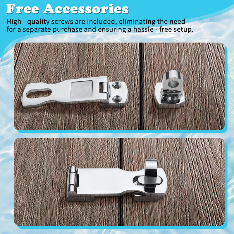 Marine Grade Door Hasp Anti-Rattle Boat Latches with Turning Padlock Eye Mount, 316 Stainless Steel Marine Hatch Latch Boat Heavy-Duty - Yacht & Boat Hardware - 1Pcs/2Pcs Pack of 2