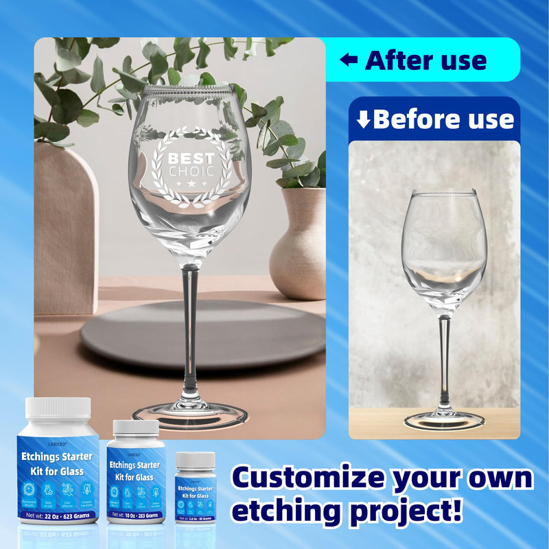 2.8oz Glass Etching Kit, High Adhesion Etching Starter Kit, Professional Glass Etching Kit for Wine Glasses, Mugs, Jars, Mirrors, Easily Create Matte Glass Designs, Durable & Long-Lasting Results 2.8oz