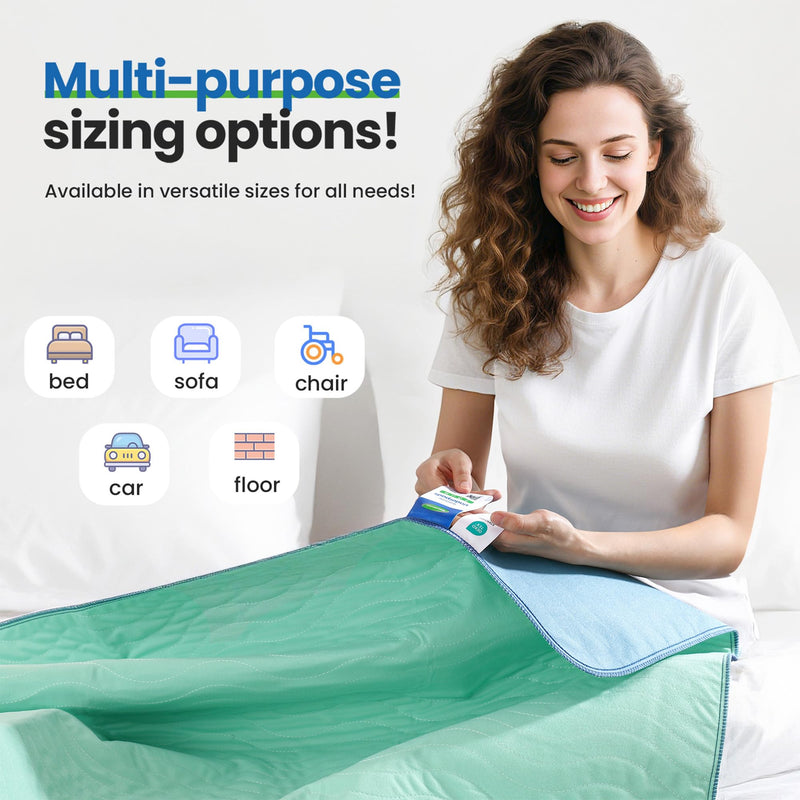 Noovirum® Washable Underpads,34"x52"(Pack of 1) Reusable Incontinence Pads for Kids, Adults, Elderly, Pets - Waterproof Protective Pad for Bed, Couch, Sofa, Furniture, Floor 1 Pack - 34x52