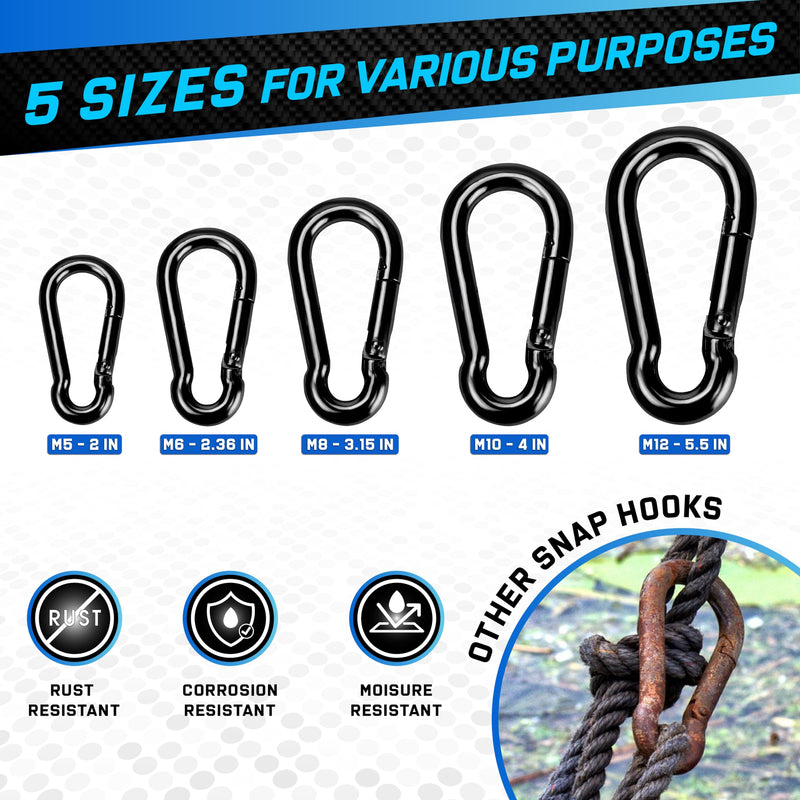 2Pcs 4In Spring Snap Hooks 700LBS Capacity, Carabiner Clip, Heavy Duty Rope Connector, Quick Link Carabiners Spring Snap Hooks for Indoor & Outdoor Activity, Camping, Climbing, Fishing, Hiking 2Pcs 4In
