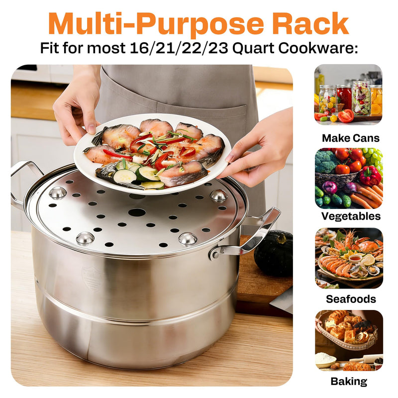 85707 11-Inch Pressure Canner Rack, Stainless Steel Pressure Cooker Rack Canning Rack Fit for Presto All-American & More16 to 22 Quart Cookers and Canners Universal Cooking/Canning Rack, 2-Pack