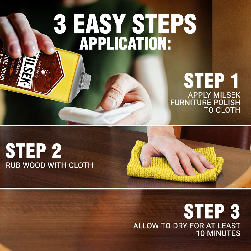 Milsek Furniture Polish and Wood Cleaner with Lemon Oil - Multipurpose Solution for Home Improvement from Hardwood Floors to Kitchen Cabinets - 12 Fl Oz (Pack of 1) 12 Fl Oz (1 Pack)