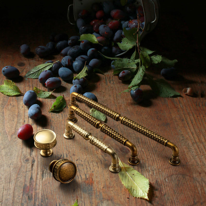 Goo-Ki 6 Pack Woven Cabinet Pulls Antique Brass Drawer Pulls - 5.04" c-c Vintage Brass Solid Weave Pulls Retro Dresser Handles Zinc Alloy Kitchen Cabinet Hardware 5.04"(128mm) Center to Center