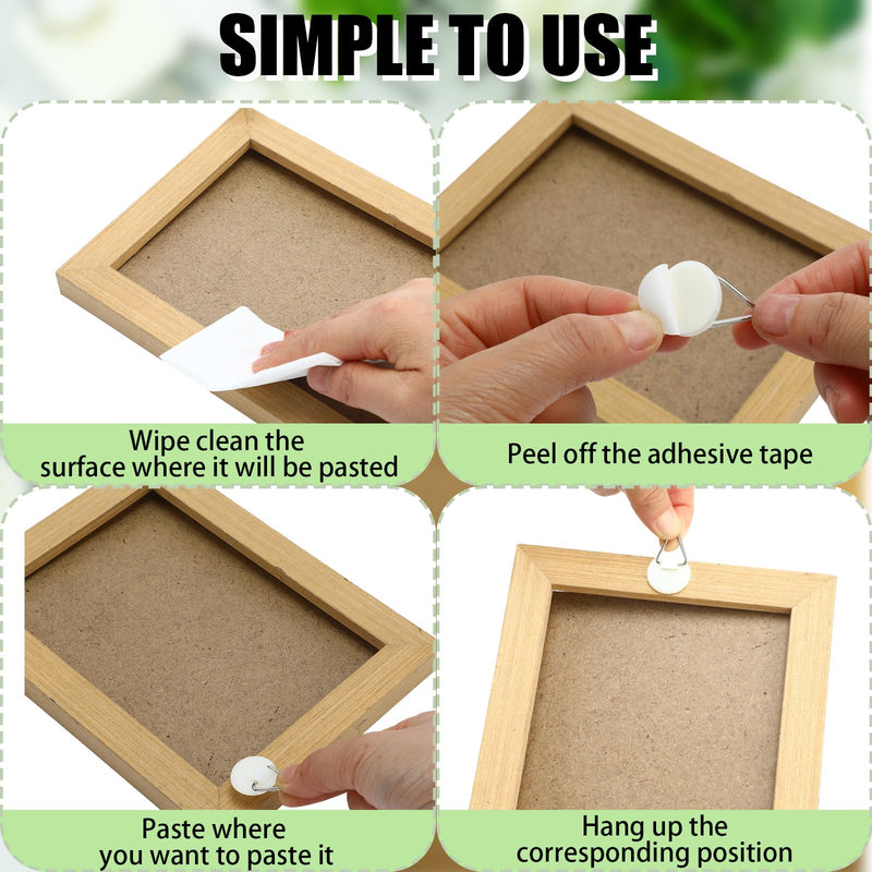 Wenqik 45 Pcs Adhesive Picture Hanger Foamboard Picture Hanging Hooks Without Nails Plastic Sticky Photo Hooks for Home Wall Art Photo Frame Bathroom Closet (Round,Square) Round, Square