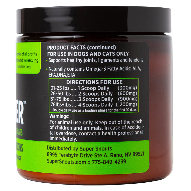 Super Snouts Joint Power Support Supplement for Dogs & Cats (Multiple Sizes) - New Zealand Green Lipped Mussel Powder, Dog Hip and Joint Repair 2.64 oz (Pack of 1) - PawsPlanet Australia