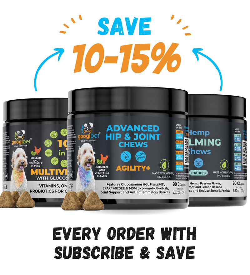 Googipet Premium Hip and Joint Supplement for Dogs - Glucosamine Soft Chews w/Green Lipped Mussels for Dogs, Dog Joint Supplement Turmeric for Mobility, Ages, & Breeds Hip and Joint (Chicken & Vegetable Flavor)