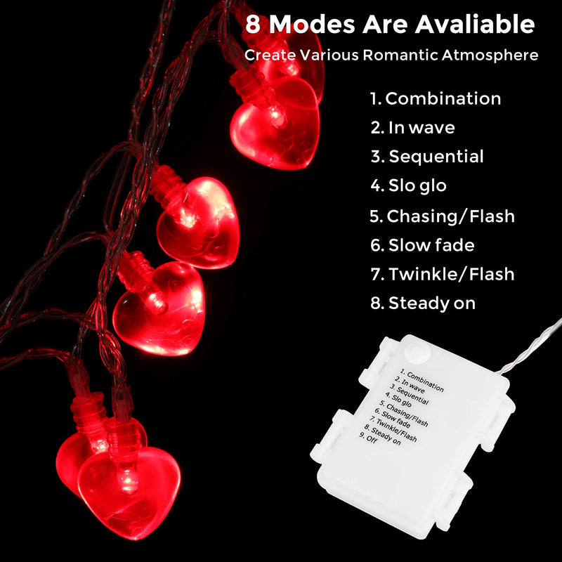Luditek 14.7ft 40LED Valentines Day Decorations String Lights, Battery Operated Heart Shape Hanging Garland Valentines Day Decor for Indoor Outdoor Home Room Party Wedding 1 PACK
