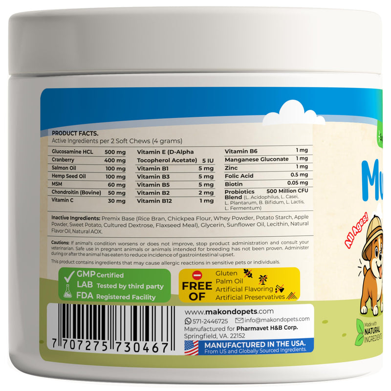 Multivitamin for Dogs 12 in 1 Soft Chews (120) – Dog multivitamin with probiotics + Digestive enzymes, Energy, Joints, Skin & Coat Support, Immune Defense & Gut Health, Cranberry Urinary Care
