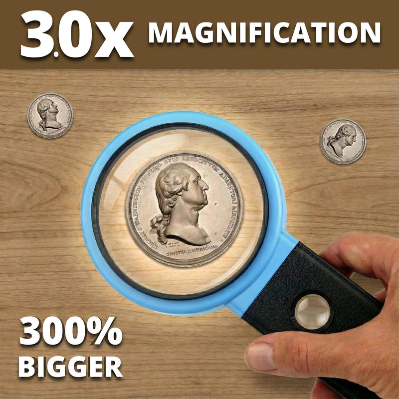 Vision Aid 30x Hands-Free Magnifier with Ultra Bright 36 LED Lights and Case - 40x Loupe Magnifying Glass with Stand for Reading Jewelry Coins Watch Hobby Crafts Close Work Battery Powered - 36 Ultra Bright LED with Case