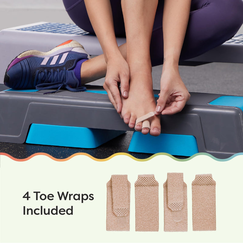 ZenToes Reusable Fabric Buddy Wraps for Broken Toes, Hammertoe Straightener, 4 Count (Beige) OSFM (4 Count) Original Support Beige