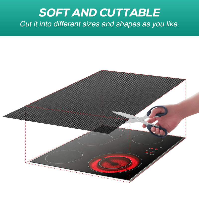 Heat-Resistant Silicone Induction CooktopMat, Fireproof Stove Top Cover for Electric Stove, 30.7 x20.4 inch Translucent Cooktop Protector, CuttableInduction Cooktop Mat