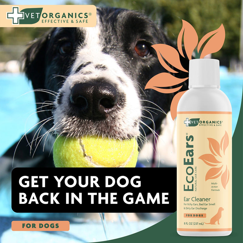 Vet Organics EcoEars Dog Ear Cleaner. Natural Multi-Action Formula. for Itch, Head Shaking, Discharge & Smell. Naturally Cleanses Away Common Problems. 100% Guaranteed 8 oz - PawsPlanet Australia
