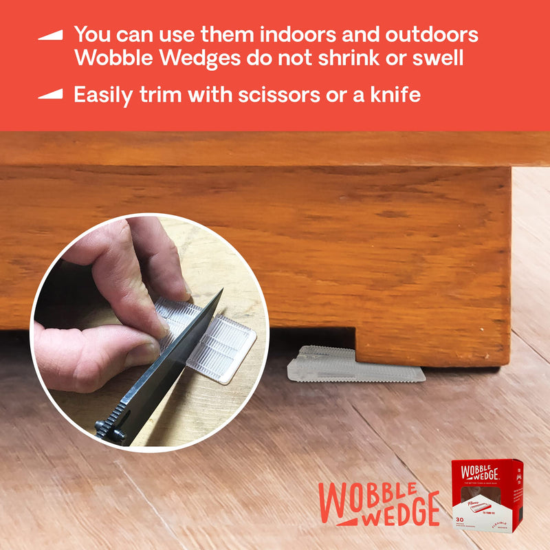 Wobble Wedges Flexible Plastic Shims, 30 Pack - MADE IN USA - Multi-Purpose Shim Wedges for Home Improvement & Work - Plastic Wedge, Table Shims for Leveling, Toilet Shims & Furniture Levelers - Clear - NewNest Australia