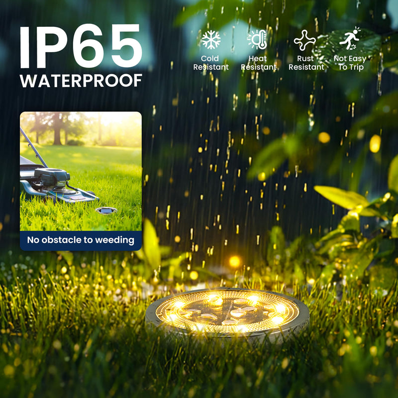 SOLPEX 16 Pack Solar Ground Lights Outdoor Waterproof, Solar Powered Pathway Lights, Landscape Lighting for Garden Walkway Driveway Backyard Decor (Warm White) Warm White