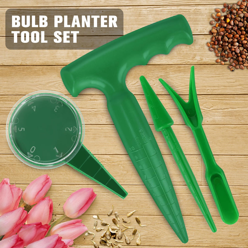 4Pcs Bulb Planter Tool - Widger and Dibber for Planting - Garden Dibber Tool for Vegetable and Flowers Seeding Easy Transplanter
