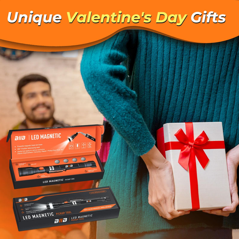 BIIB Gifts for Men, Extendable Telescoping Magnetic Pickup Tools, Mens Gifts for Dad Him Husband Grandpa, Dad Gifts for Men Who Have Everything, Birthday Gifts for Men, Unique Gadgets Tools for Men Jet Black