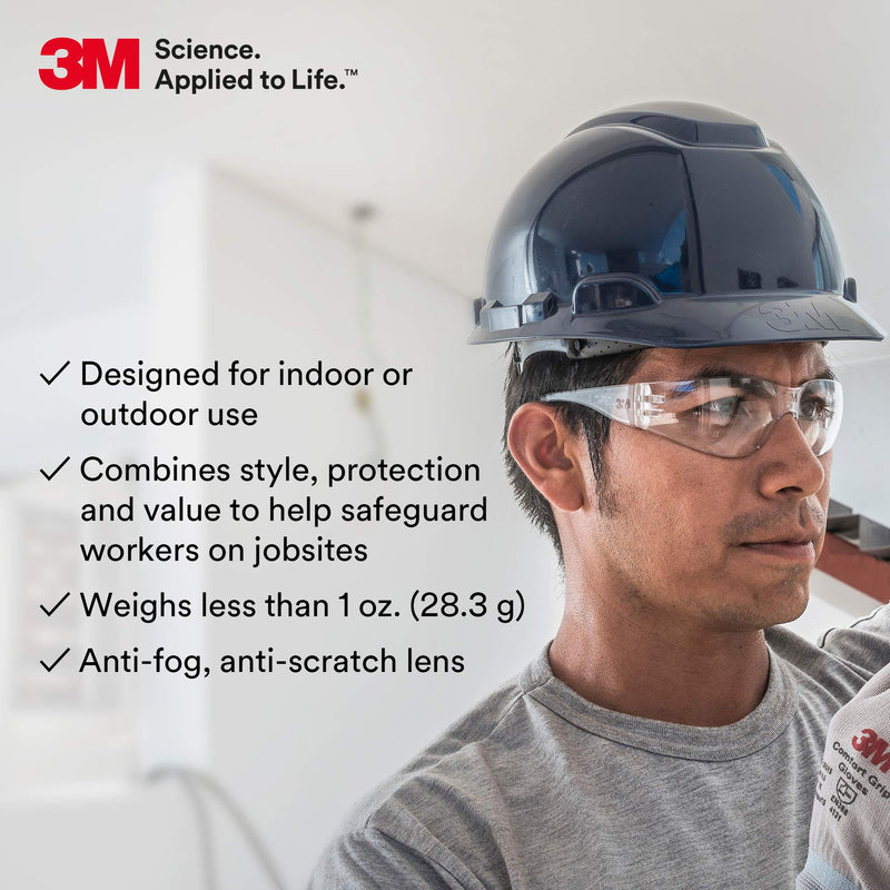 3M Safety Glasses, Virtua, 20 Pair, ANSI Z87, Unisex, Anti-Fog, Scratch Resistant, Clear Lens, Clear Frame, Affordable Eye Protection, Lightweight, Wraparound Coverage Pack of 20 Anti-fog, Anti-scratch