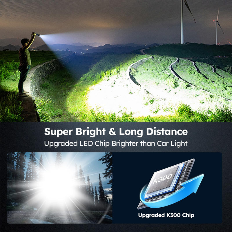 THY TRY Rechargeable LED Flashlight 2-Pack, 90000 High Lumens Super Bright Handheld Flashlights, 5 Modes & Adjustable Focus, High Powered Handheld Flashlight for Home Camping Outdoor Night Work