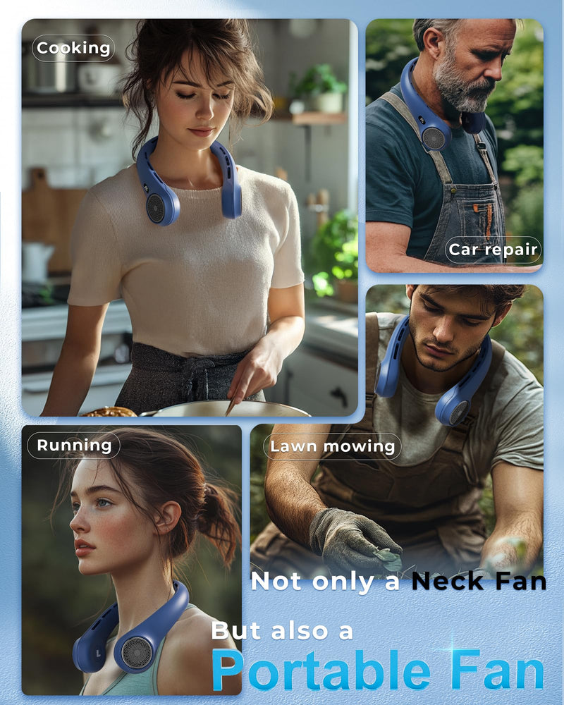 TUNISE Neck Fan, Personal Fan with LED Display, USB-C Rechargeable, 5200mAh-Battery, 3-Speed Adjustment & Whisper-Quiet Operation, Perfect for Home, Travel, Sports