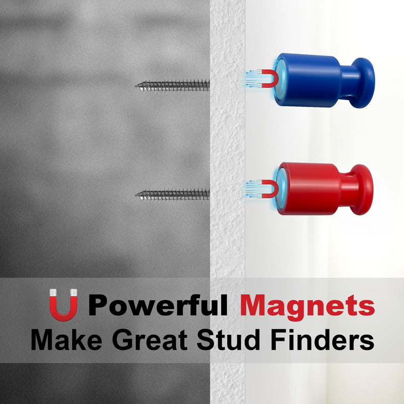 Magnetic Stud Finder, No Batteries Required, Detects Metal Through 3/4" Drywall (Set of 3 Red/Black/Blue)