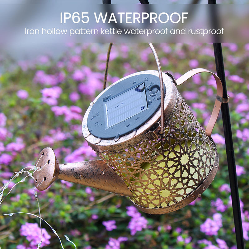 Solar Lights Outdoor Decorative, Metal Solar Watering Can Lights Waterproof, Small Hanging Solar Garden Decor Yard Lights Outside Patio Lawn, Gifts for Mom Grandma Women Birthday(Warm White) Warm White-1 pack