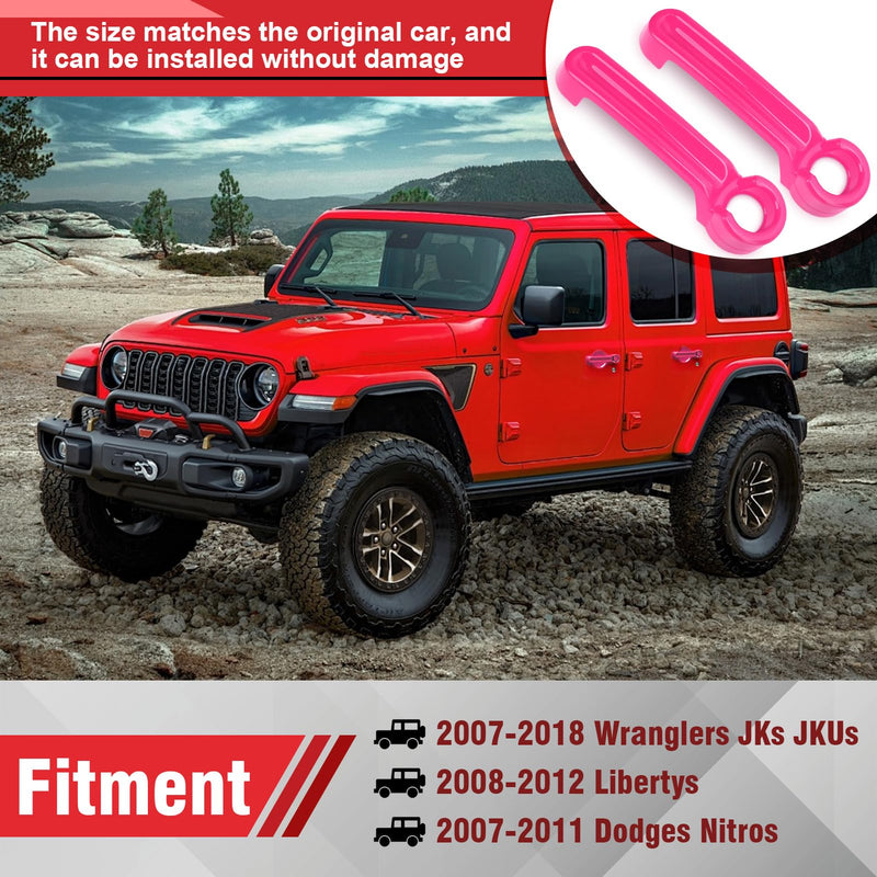 Car Outside Door Handle Set,Tailgate Handle Cover Recess Guard,Exterior Door Handle Set Replacement for Wranglers JK JKU Libertys 2007-2018,15PCs (Pink) Pink