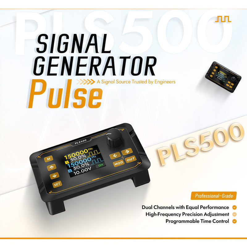 Dual-Channel Adjustable 1HZ~500KHZ PWM Pulse Frequency Signal Generator, DC 5-24V Frequency Function Generator Duty Cycle phasing Motor Driver Speed Controller
