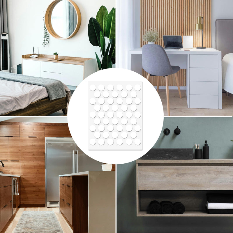 White Self-Adhesive Screw Hole Stickers - 50 pcs. 0.55 inch / 14 mm Peel Stick Dust Proof Tape, Water Resistance PVC Caps for Wood Cabinets, Furniture, Drawer, Wardrobe, Kitchen, Table 0.55 inch - 14 mm White