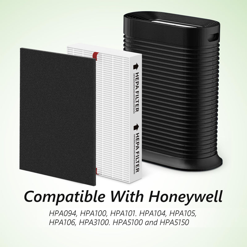 HPA100 Replacement Filters for Honeywell HPA100 Series Air Purifier, HPA094, HPA104, HPA105, HPA3100, HPA5100 Series, 4 HEPA R and 8 Carbon Pre-Filters A, Part No. HRF-ARVP100 2 Pack
