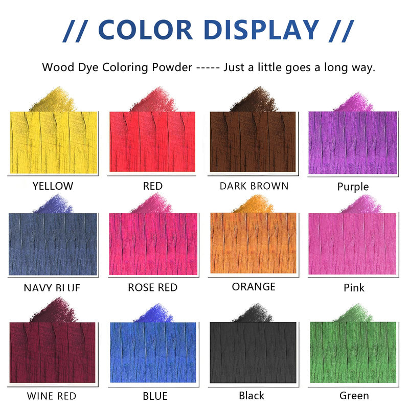GOODTAKE 5 Colors Concentrated Wood Stain Powder in Jars | Includes Purple, Rose Red, Navy Blue, Green, Black | Long-Lasting Supply for Crafts, Furniture | Just Add Water to Activate 2 oz. Per Color