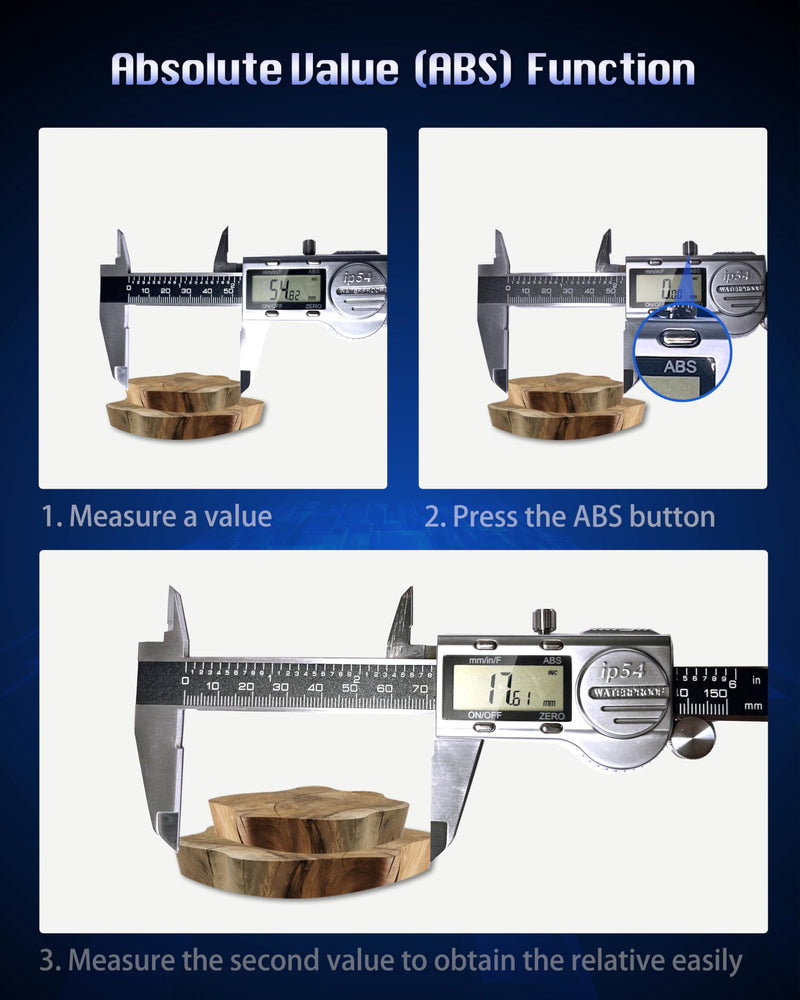 Digital Caliper Measuring Tool, 6 Inch with Feeler Gauges, IP54 Waterproof Stainless Steel, MM/Inch/Fraction, (ABS) Absolute Scale Calipers, Auto-Off LCD Micrometer Vernier Caliper