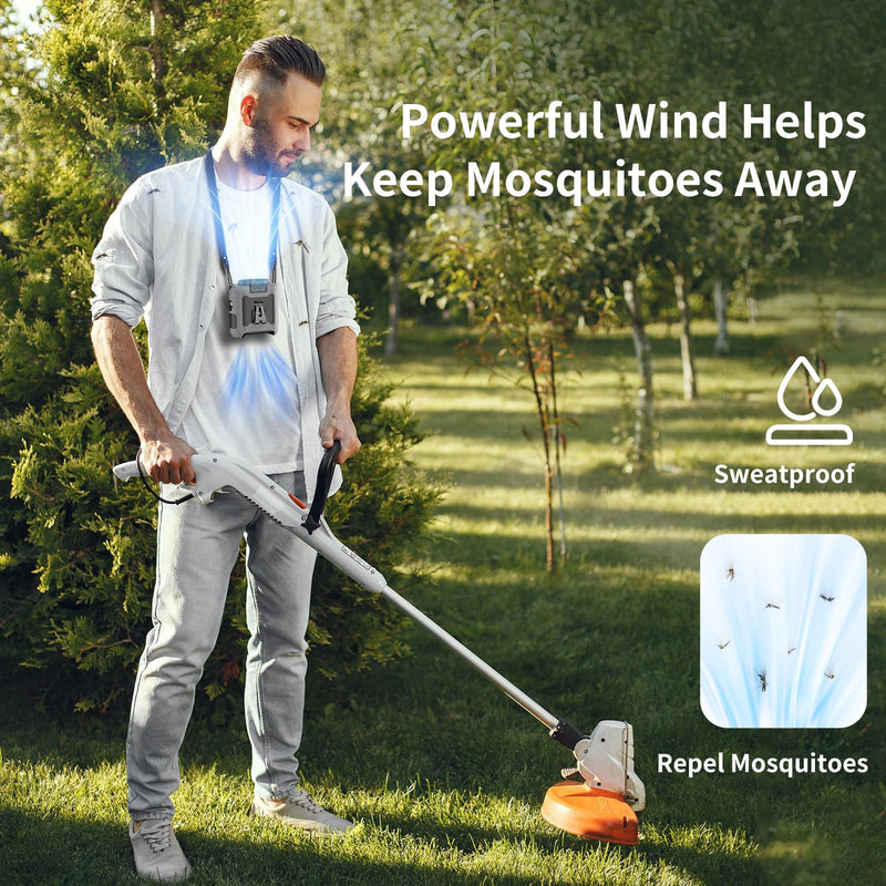 Socool 10000mAh Portable Waist Fan Clip on Wearable Belt Personal Fan Rechargeable Battery operated With 5 Speeds & Flashlight Neck Hands-Free 40H Cooling For Outdoor Camping Travel (Gray） Gray