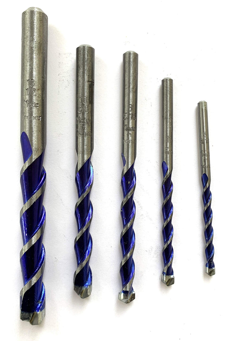 Rodman Blue Bullet Multipurpose Drill Bit Set: 3/16", 1/4", 5/16", 3/8" & 1/2"