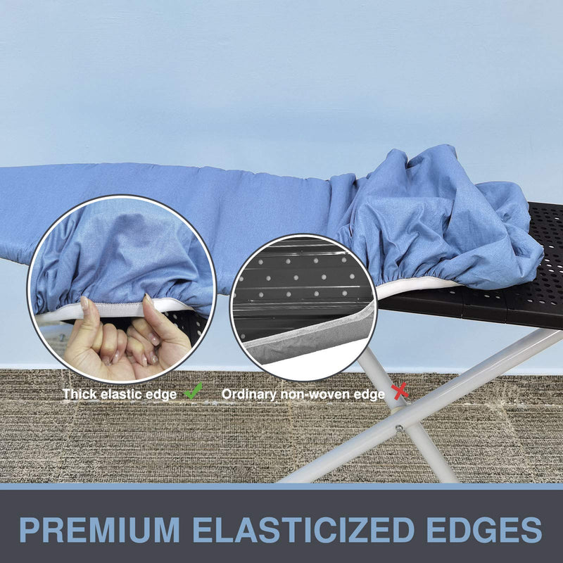 Ironing Board Cover and Pad, Standard Size 15x54, Thick Padding, Elastic Edge, Silicone Coated, Resist Scorching and Staining, Adjustable Fastener, Heavy Duty Padded Iron Board Covers (Blue) Blue 15" x 54"