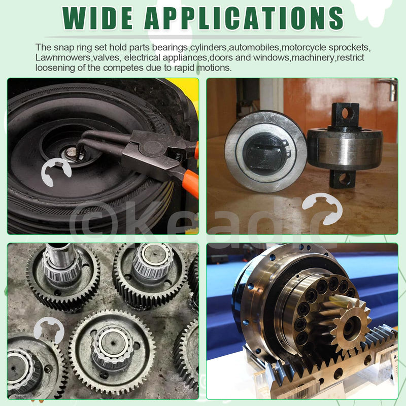 Keadic 211Pcs 14 Sizes 304 Stainless Steel E-Clip Assortment Set, M1.5/M2/M3/M4/M5/M6/M7/M8/M9/M10/M12/M15/M19/M22 Circlip External Retaining Ring Kit 304 Stainless Steel-silver