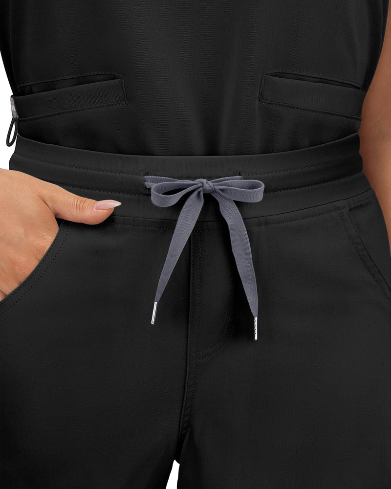 COMENII Scrubs for Women, Mid Rise Straight Leg Cargo Scrubs Pants with Knit Yoga Waistband, Anti-Wrinkle Womens Scrubs Pants Regular 30" Medium Black - NewNest Australia