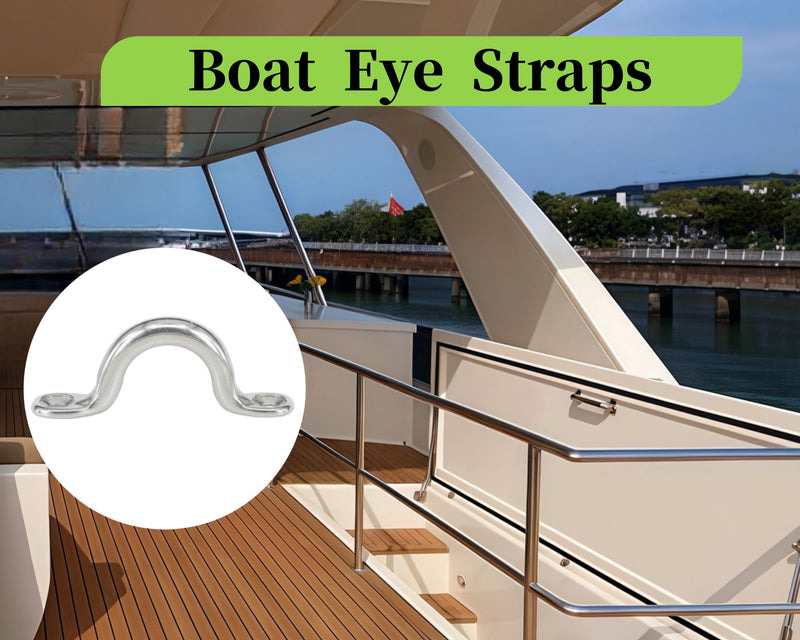 Tie Down Anchors for Bimini Top Eye Straps - Heavy Duty 316 Stainless Steel Pad Eyes/Footman's Loops for Boat & Kayak Deck Rigging (M5 M6 M8 M10 Sizes) 10mm 3/8inch 4pcs 4