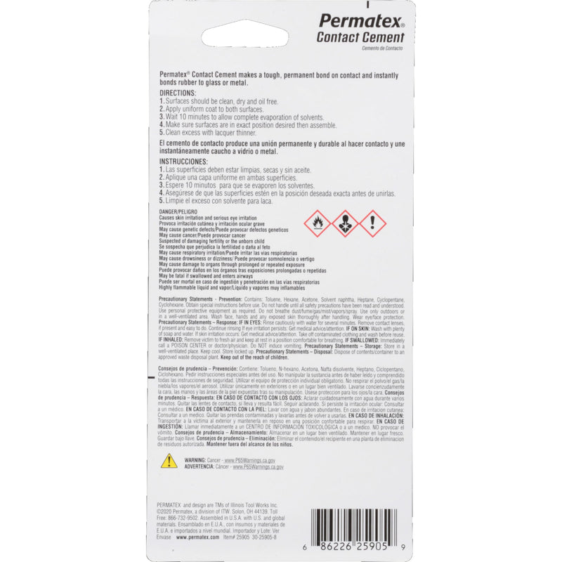 Permatex 25905 Contact Cement, 1.5 oz., 1.5 Ounce