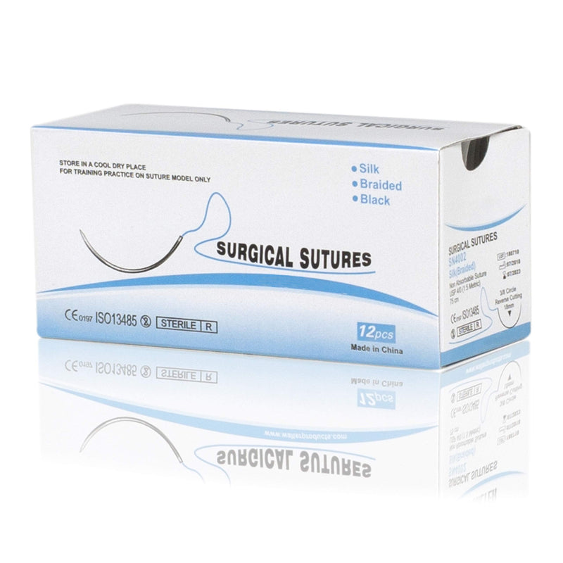 Vision Scientific VSN4002 75cm Silk Suture Thread W Curved Needle 24 PK | Exceptionally Smooth Surface | Superior Tensile Strength |Excellent Knot Security W Manual(Educational & Training Use Only)