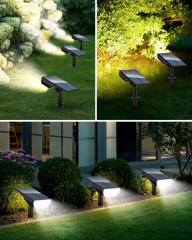 Solar Spot Lights Outdoor Waterproof, 3 Lighting Modes Solar Landscape Lights for Outside, Dusk to Dawn IP65 Waterproof Outdoor Solar Lights for Yard Pathway Driveway Landscape, Cold White, 1 Pack
