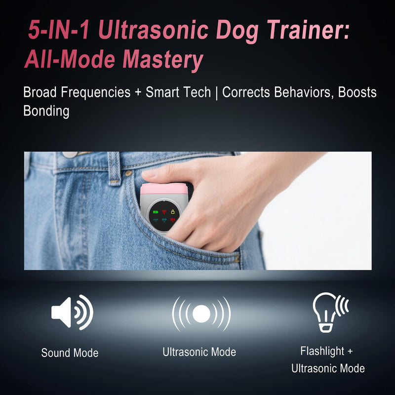 Dog Bark Deterrent Devices, 2X Ultrasonic Anti Barking Device for Dogs, Color Display & 50ft Range, Pet Gentle Anti Barking Device, Portable Safe & Effective Alternative to Bark Collars (Pink) Pink