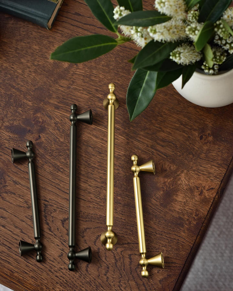 Goo-Ki 6 Pack Brushed Gold Cabinet Pulls Zinc Alloy Kitchen Cabinet Hardware - 5.04" (128mm) c-c Bar Cabinet Handles Solid Drawer Pulls 5.04" Center to Center