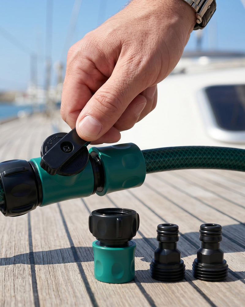 Boat Quick Connect Flush Kit Accessory Compatible with Sea-Doo, Kawasaki, Yamaha 4-Stroke Outboards, Universal Outboard hose quick connect flush adapter with Easy to use & no leak & With check valve