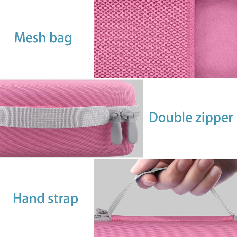 Case Compatible with 3Doodler Start+ Essentials/3Doodler Flow 3D Printing Pen,Storage Holder for 3D Pen PLA Filament and Charger (Pink Case,White Zipper)